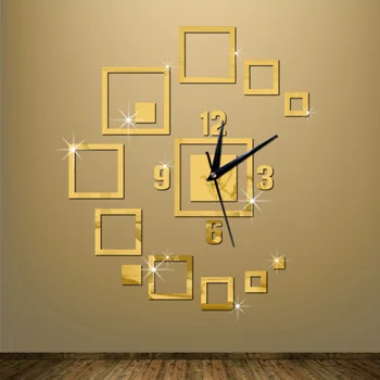Naujas 3D Sieninis Laikrodis Lipdukas Stačiakampio formos Sieninis Laikrodis Veidrodėliai Sienų Lipdukai Akrilo Laikrodžiai Modernus Dizainas, Didelis Laikrodžiai Už Kambarį