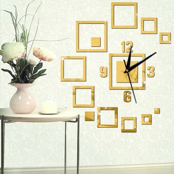 Naujas 3D Sieninis Laikrodis Lipdukas Stačiakampio formos Sieninis Laikrodis Veidrodėliai Sienų Lipdukai Akrilo Laikrodžiai Modernus Dizainas, Didelis Laikrodžiai Už Kambarį
