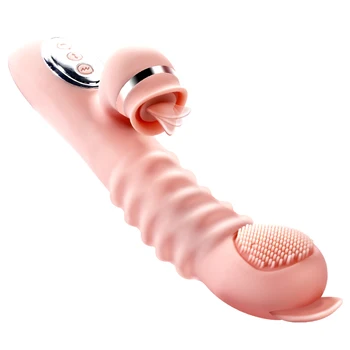 Naujas Galingas Dildo Vibratorius moterims G taško Rabbit Vibratorius Liežuviu Išlaižyti Klitorio Stimuliatorius Suaugusiųjų Sekso Žaislai Moterims, Satisfyer