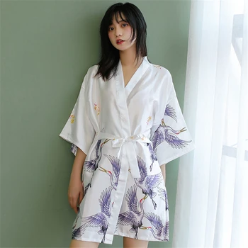Naujas Haori Japonų Kimono Moterų Asain Kailis Samurajus Krano Nėrinių Cardigan Šilko Pižama Yukata Tradicinių Drabužių