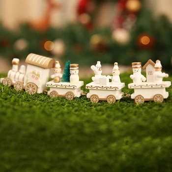 Naujas Kalėdų traukinys dažytos medienos su Santa/meška Kalėdos vaikas žaislų, dovanų ornamentu navidad Kalėdinė Dekoracija namuose Naujųjų Metų dovana