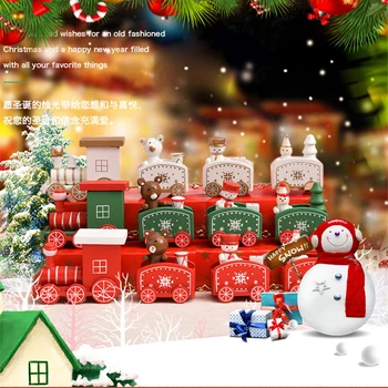Naujas Kalėdų traukinys dažytos medienos su Santa/meška Kalėdos vaikas žaislų, dovanų ornamentu navidad Kalėdinė Dekoracija namuose Naujųjų Metų dovana
