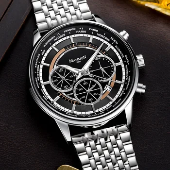 Naujas Mados Mens Watch Verslo Prabangių Laikrodžių Vyrams, Vandeniui Data Nerūdijančio Plieno Chronograph Kvarcas Laikrodžio Vyrų Reloj Hombre Siųsti