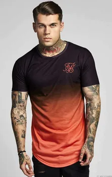 Naujas Mados vyriški Laisvalaikio marškinėliai trumpomis Rankovėmis Gradientas siksilk O-kaklo T-shirt Vyrams Drabužius 2019 Prekės marškinėliai
