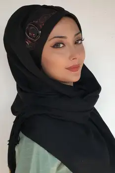 Naujas Moda Tesettür Hijab 2021 Kadın Türban Islami Başörtü Şapka Fular Eşarp Kiremit Renk Çiçekli Kemer Detaylı Tokalı Hazır Şal