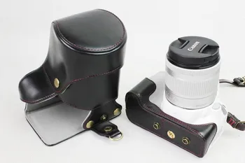 Naujas Prabangus Pu Odos Kamera Vaizdo Atveju Maišelio Dangtelis Canon 200D Fotoaparato Dirželis, Baterija Maišelį Atidaryti Baterijos Dizainas
