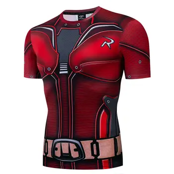 Naujas Robin Cosplay Kostiumas Premium 3D Atspausdintas Kostiumas Suspaudimo T-Shirt Finess sporto Salė Greitai-Džiovinimo Stora Viršūnės