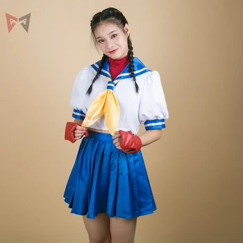 Naujas Sakura Kasugano Cosplay kostiumai, marškiniai, sijonas viršūnes pirštinės Helovinas nustatyti mergina, moteris