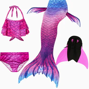 Naujas Undinėlės Uodegos Monofin Fin Vaikų Bikini Undinėlės Uodega maudymosi kostiumėlį su fin Flipper Cosplay Kostiumai Vaikams