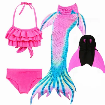 Naujas Undinėlės Uodegos Monofin Fin Vaikų Bikini Undinėlės Uodega maudymosi kostiumėlį su fin Flipper Cosplay Kostiumai Vaikams
