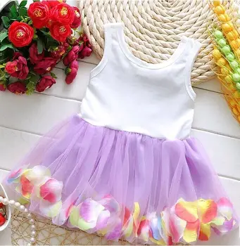 Naujas Vasaros Mergaičių Gražus, Super Pasakų Gėlės Žiedlapių Spalvos Suknelė, Apačia Vaikams, kūdikio Drabužius nuo 0-2y Mergaitės