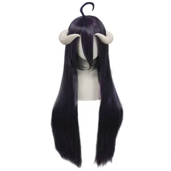 Naujas anime overlord albedo juoda violetinė ilgi tiesūs perukas cosplay moterų kostiumas sintetinių plaukų perukas šalies aukščiausios kokybės helovinas