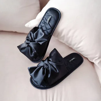 Naujas mados Satins šilko Lankas peep toe namų šlepetės moterų Sandalai Korėja Slydimo batų moterys, kambarines šlepetes fifo TX32003