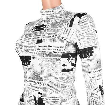 Naujas moterų mados viršūnes ilgomis rankovėmis laikraštyje išspausdintas golfo tees t shirts streetwear