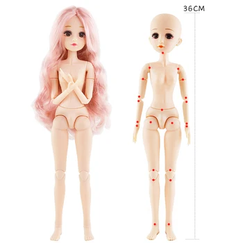 Naujas ne didesnis kaip 36 cm BJD Lėlės, Žaislai su 3D Akys 22 Kilnojamojo Sujungta Kūno Moterų Naked Nude Lėlės Mados Lėlės Žaislų Mergaitėms Dovanų