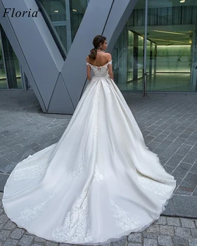 Naujausias Balta Nėrinių Vestuvių Suknelės 2020-Line Off Peties Vestuvių Suknelės Šalies Boho Vestuvinės Suknelės Vestido De Noiva Užsakymą