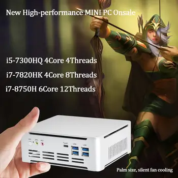 Naujausias IntelCore 7th Gen Mini PC i5 7300HQ/i7 7820HK Intel UHD630 win10 4Core 8 Temas 2.4 G+5G+ 