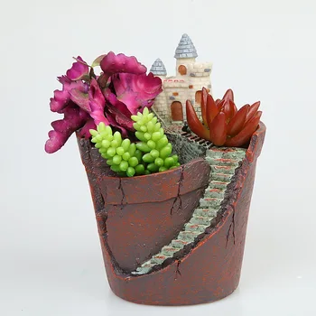 Naujausias Miniatiūriniai Dervos Namas Sodinamoji Puodą Sultingas Gėlių Puodą Micro Kraštovaizdžio Dekoracijos, Amatų Darbalaukio Biuras