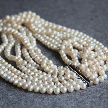 Nauji Karoliai 7-8mm Baltas Ilgas Daugiasluoksnės Gėlavandenių Perlų Vėrinį Moterų Karoliai Choker Žavesio Mergina Grandinės Šalies Juvelyrikos Prekės ženklo