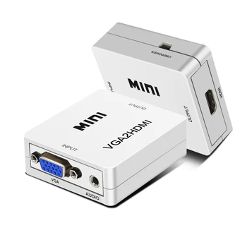 Nauji Karšto VGA2HDMI Mini VGA į HDMI Konverteris su 1080P Audio Adapteris Jungtis KOMPIUTERYJE HDTV Projektorius