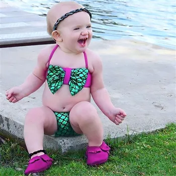 Naujovė Vaikams, Kūdikių Mergaitės Plaukti Undinė Bowknot Bikini Komplektas Mielas maudymosi Kostiumėliai maudymosi kostiumėlį 2vnt Baby Girl Vasaros maudymosi Kostiumėliai, Maudymosi Kostiumą