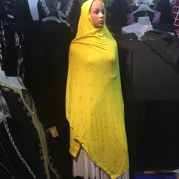 Naujų Aukštos kokybės Hijab Afrikos Minkštos Medvilnės šalikas karoliukai Mados Didelis Skaros Ramadanas Dubajus MELSTIS Apsiaustas Su Deimantais Musulmonų Panele