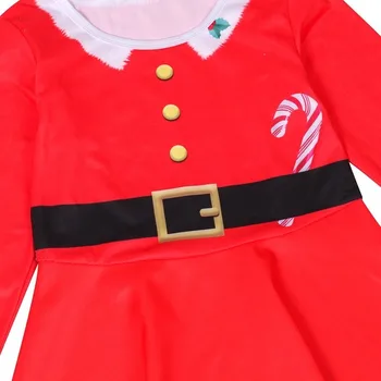Naujųjų Metų mergytę Raudona Kalėdų Dress Mergina Linksmų Kalėdų Suknelė Vaikai Vaikai Medvilnės Spausdinti Suknelė Mergaitėms Kalėdų Senelio Kostiumas