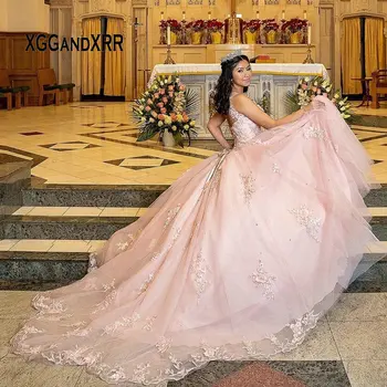 Nekilnojamojo Nuotraukas Quinceanera Suknelės 2020 Kamuolys Suknelė Prom Dresses Rožinė Brangioji Merginos 16 Gimtadienio Saldus 15 16 Princesė