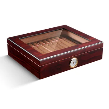 Nemokama laivas Nešiojamų Cigarų Dėžutė su Stiklo Viršų Didmeninė Cigarų Humidoras su Kedro Medienos CA-0121