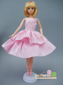 Nemokamas pristatymas 5sets/daug Rankų darbo mados trumpa suknelė Barbie Doll suknelė baby girl gimtadienio, naujųjų metų metu vaikams