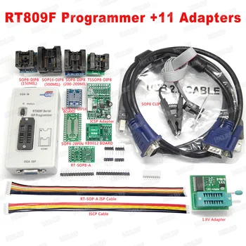 Nemokamas pristatymas Originalus RT809F USB Programuotojas + 11 Adapteriai ISP LCD Programuotojas + SOP8 IC Test Clip +1.8 V Adapteris+ TSSOP8