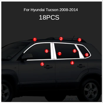 Nerūdijančio Plieno viso Kadro Palangės su Dekoratyviniais Langų Lipdukai Hyundai Tucson 2008 2009 2010 2011 2012 2013