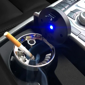 Nešiojamų Automobilio Peleninę su LED Šviesos Metalo Linijinės Lauko Peleninė Vienas pagrindinių Atviros Automobilio Peleninę Su Dangčiu Automobilių Reikmenys