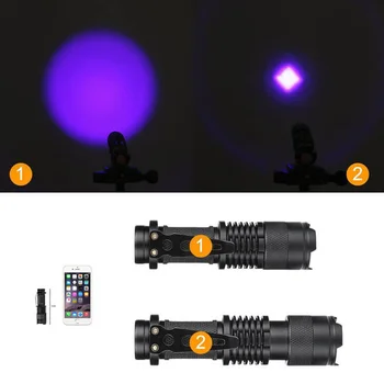 Nešiojamų LED Ultravioletinė Žibintuvėlis UV Lempa Zoom Mini Žibintuvėlis 3 Režimas Vandeniui Kovos su klastojimu, Pinigų Detektorius Ištirti