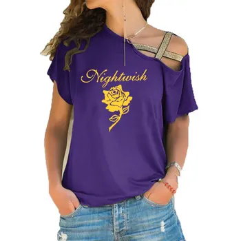 Nightwish Imaginaerum Simfoninio Metalo Moterų marškinėliai negabaritinių marškinėliai, femme medvilnės Moterų Nereguliarus Nerijos Kryžiaus Tvarstis Viršūnės