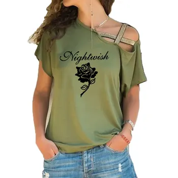 Nightwish Imaginaerum Simfoninio Metalo Moterų marškinėliai negabaritinių marškinėliai, femme medvilnės Moterų Nereguliarus Nerijos Kryžiaus Tvarstis Viršūnės