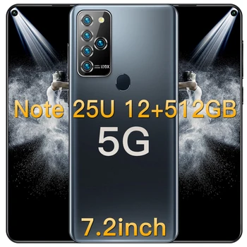 Note25U 7.2 Colių HD+ per Visą Ekraną 10-Core MTK6889 Išmanųjį telefoną Android10.0 12+512 GB 5G TEGUL mobiliųjų telefonų, Dual SIM Mobilusis Telefonas 5800mAh
