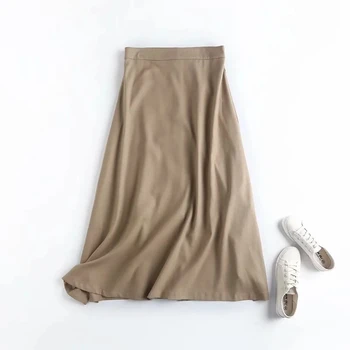 Nudžiūvo anglija retro stiliaus viena breasted-line lino aukšto juosmens midi sijonas moterims faldas mujer moda 2020 m. ilgi sijonai, moteriški