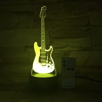 Nuotolinio Gitara Naktį Šviesos 3D LED Lempos, 7 Spalvų Kaita, Led USB Ar Touch Valdymo Jungiklis Patalpų Atmosferą Lempos Vaikai 