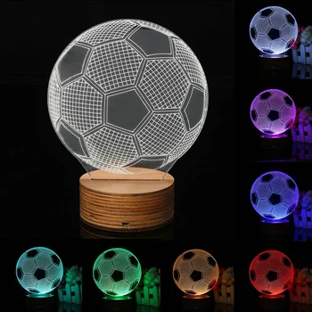 Nuotolinio Valdymo 3D Iliuzija Naktį Šviesos Futbolas, Futbolo Kamuolys Vaikams Miegamasis LED Stalo Lempa 7 Spalva Keičiasi Naktį naktinė lempa Lempos