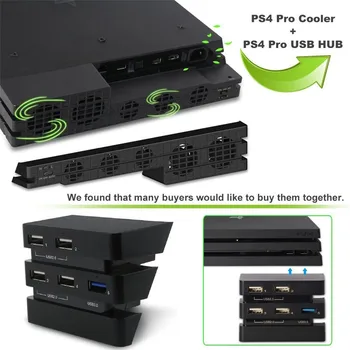 Nustatyti PS4 Pro Aušinimo Ventiliatorius rinkinys USB Išorės 5 Aušintuvas Super Turbo PS4 Pro USB HUB 3.0 2.0 5 USB Adapteris, Skirtas 