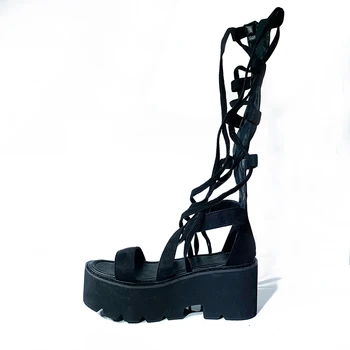 Nėrinių gladiatorių sandalai moterims platforma vasaros sandalai romos sandalai moterims platforma vasaros sandalai punk batai YMB112