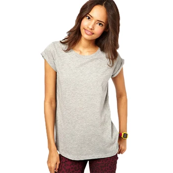 O Kaklo trumpomis Rankovėmis Laisvus Marškinėlius Moterims Vasaros Atgal Dvigubai Arklių Modelis Atspausdintas Pilka T-shirt