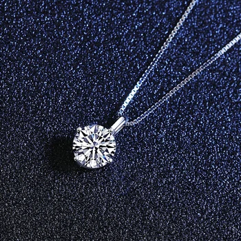 OEVAS Nekilnojamojo 1 Karatas Moissanite Pakabukas Karoliai Moterų Aukščiausios Kokybės 925 Sterling Putojantis Vestuves Fine Jewelry