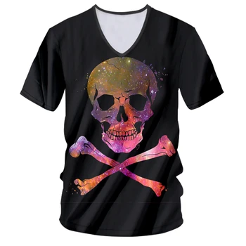 OGKB T Shirts Žmogus Vasaros Naują V Neck Tee Marškinėliai 3D Atspausdintas Star kosmoso Kaukoles 6XL Habiliment Vyrai, Pavasario T-Shirt