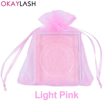 OKAYLASH Didmeninė 2020 Naujausias Gražus Unikalų Stilių Tuščias Rožinė Aišku, Blakstienų Pakuotės Atveju su Šilko Organza Raišteliu Krepšys