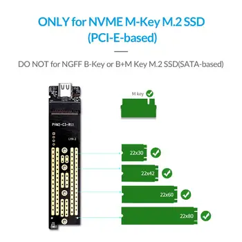 ORICO M. 2 SSD Atveju NVME SSD Talpyklos M. 2 USB TypeC Skaidri Kieto Disko dėžutė NVME PCIE M Klavišą M2 2230 2242 2260 2280 SSD