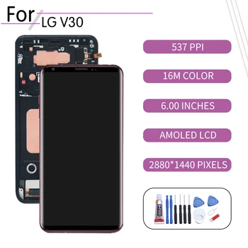 ORIGINALĄ LG V30 LCD Jutiklinis Ekranas skaitmeninis keitiklis Asamblėjos LG V30 ThinQ 