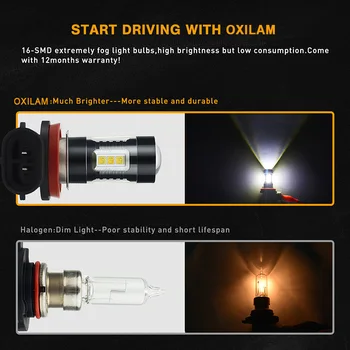 OXILAM 2vnt H11, LED Lemputes, H8, H9 H16JP Rūko Žibintai Audi BMW Mercedes 