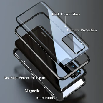 Objektyvo kamera, apsaugos Samsung Galaxy S20 S20Plus S20Ultra Note20Note20Ultra dvipusis grūdinto stiklo magnetinės telefono dėklas